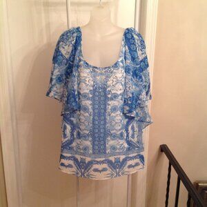 NWT City Chic Mykonos Printed Flutter Short Sleeve Top Women’s L / 20 Limited